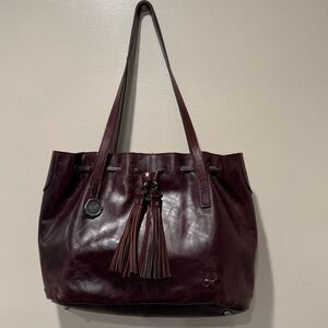 Patricia Nash Leather Tasseled Drawstring Witney Tote Bag